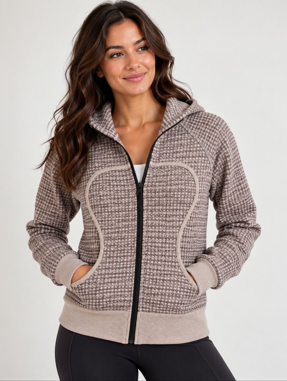 Vintage Lululemon Houndstooth Full-Zip Hooded Jacket